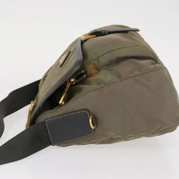 PRADA Shoulder Bag Nylon Khaki Gold Auth 154525 - Picture 6 of 16